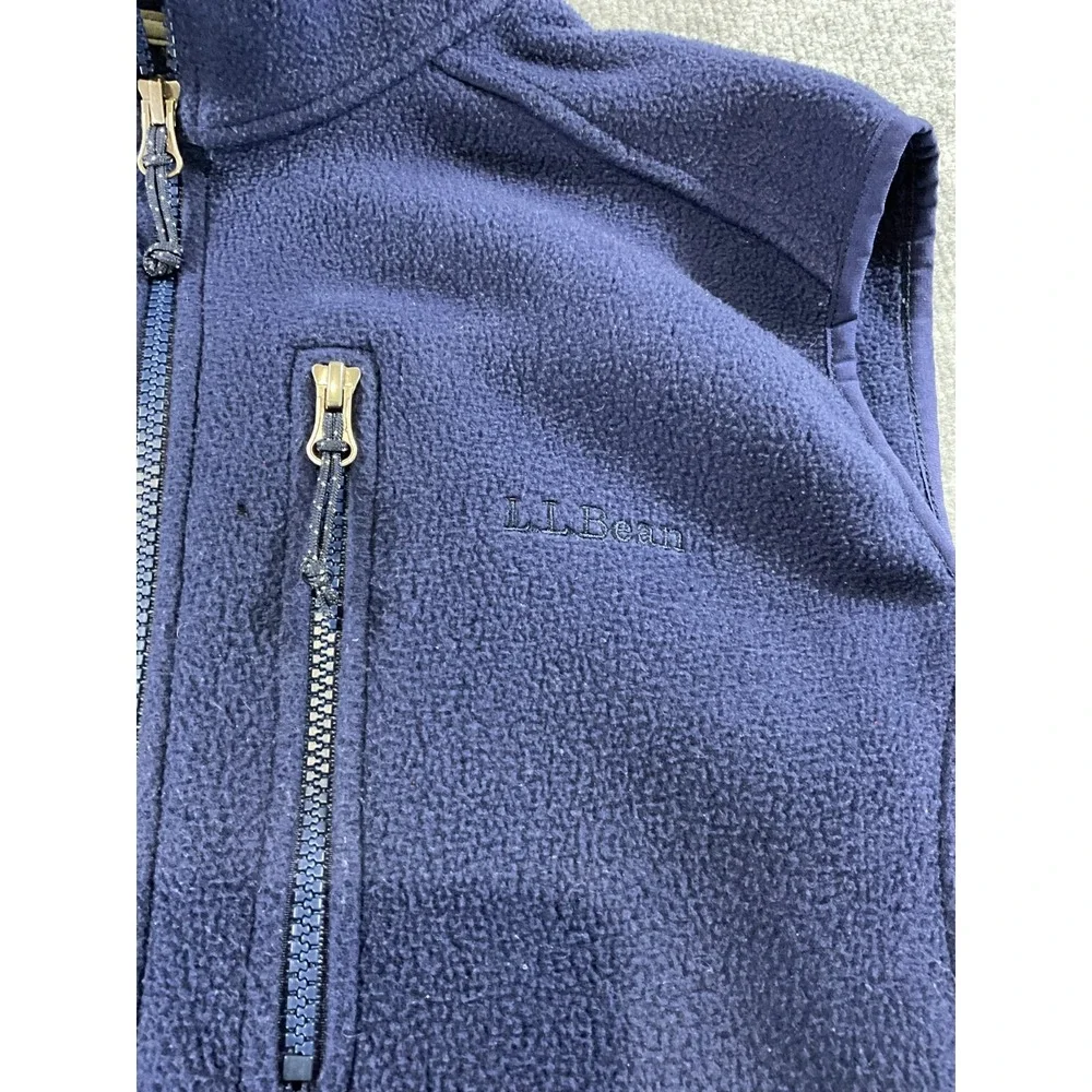 LL Bean Fleece Vest Mens Large Navy Blue Full Zip Outdoor Hiking Casual Jacket